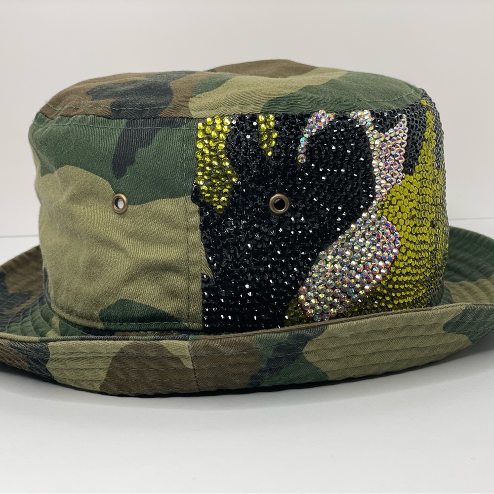 Custom Rhinestone Camo Bucket Hat - Picture 2 of 4